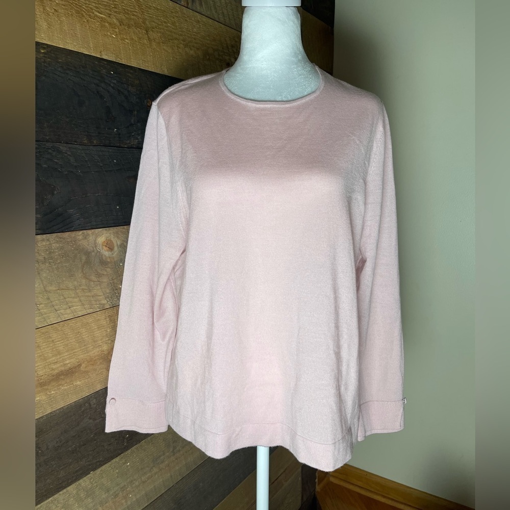 J. Jill Merino Wool Pink Crew Neck Lightweight Size XL Petite New!